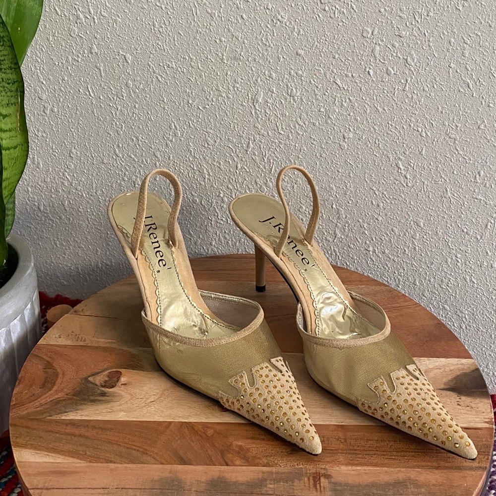 J Renee Jewel Adorned Taper Toe Mid Heel Slingback